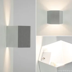 Straluma Aluminium wandlamp 6-hoek up+down></noscript> Halverlichting|Wandlampen