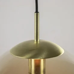 Straluma Amber glazen hanglamp 30 cm met messing en zwart></noscript> Woonkamerlampen|Slaapkamerlampen