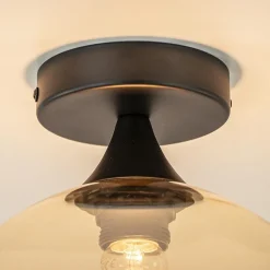 Straluma Amber glazen plafondlamp 25 cm met zwart></noscript> Plafondlampen|Klassieke Verlichting
