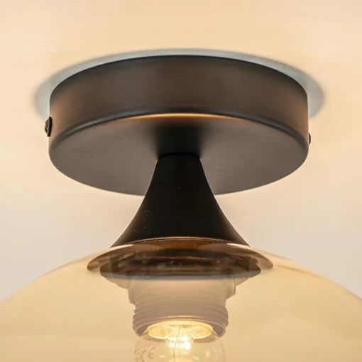 Straluma Amber glazen plafondlamp 25 cm met zwart> Plafondlampen|Klassieke Verlichting