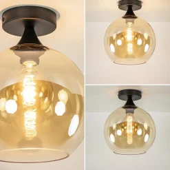 Straluma Amber glazen plafondlamp 25 cm met zwart></noscript> Plafondlampen|Klassieke Verlichting