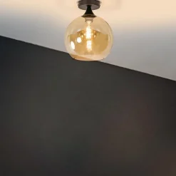Straluma Amber glazen plafondlamp 25 cm met zwart></noscript> Plafondlampen|Klassieke Verlichting