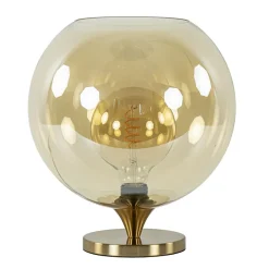 Straluma Amber glazen tafellamp met gouden voet> Tafellampen|Klassieke Verlichting