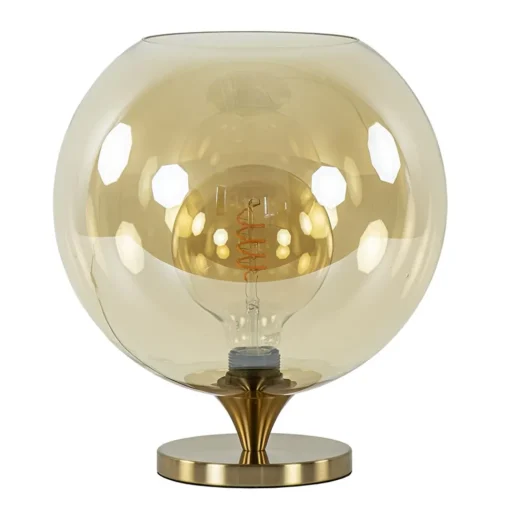 Straluma Amber glazen tafellamp met gouden voet> Tafellampen|Klassieke Verlichting