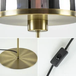 Straluma Antiek bronzen tafellamp Maverick met smoke glas groot></noscript> Tafellampen|Light and Living