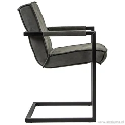 Straluma Antraciet lederen armstoel met zwart></noscript> Eetkamerstoelen