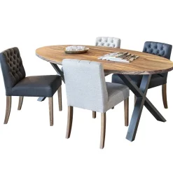 Straluma Antraciete eetkamerstoel met eiken poten></noscript> Eetkamerstoelen