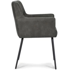 Straluma Armstoel Microleder Bull antraciet met zwarte poot></noscript> Eetkamerstoelen
