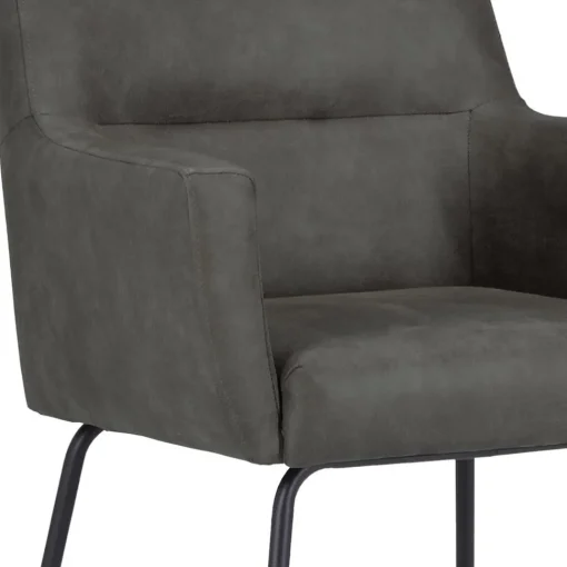 Straluma Armstoel Microleder Bull antraciet met zwarte poot> Eetkamerstoelen