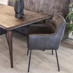 Straluma Armstoel Microleder Bull antraciet met zwarte poot></noscript> Eetkamerstoelen