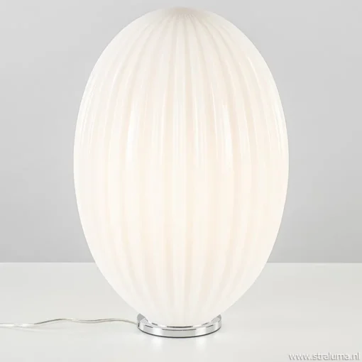 Straluma Art Deco tafellamp chroom met opaal glazen kap> Tafellampen|Moderne Verlichting