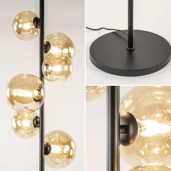 Straluma Art Deco vloerlamp zwart met amber glazen bollen></noscript> Woonkamerlampen|Vloerlampen