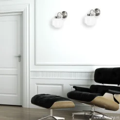 Straluma Art Deco wandlamp staal met wit glas></noscript> Woonkamerlampen|Slaapkamerlampen