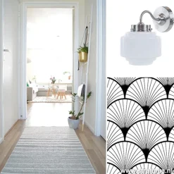 Straluma Art Deco wandlamp staal met wit glas></noscript> Woonkamerlampen|Slaapkamerlampen