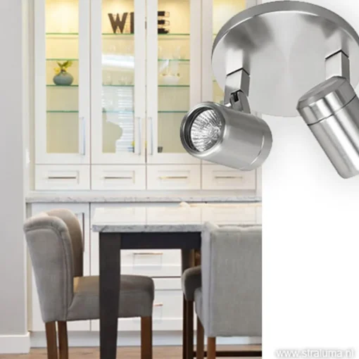 Straluma Badkamerlamp Rain  2 lichts nikkel IP44> Opbouwspots|Keukenverlichting