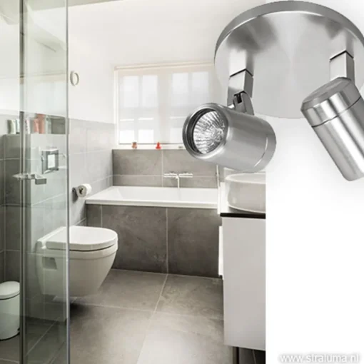 Straluma Badkamerlamp Rain  2 lichts nikkel IP44> Opbouwspots|Keukenverlichting