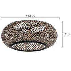 Straluma Bamboe kap rond 60x25 cm exclusief booglamp></noscript> Woonkamerlampen|Lampenkappen