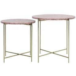 Straluma Bijzettafel Delon set van 2 marrmer roze/goud> Light and Living|Bijzettafels