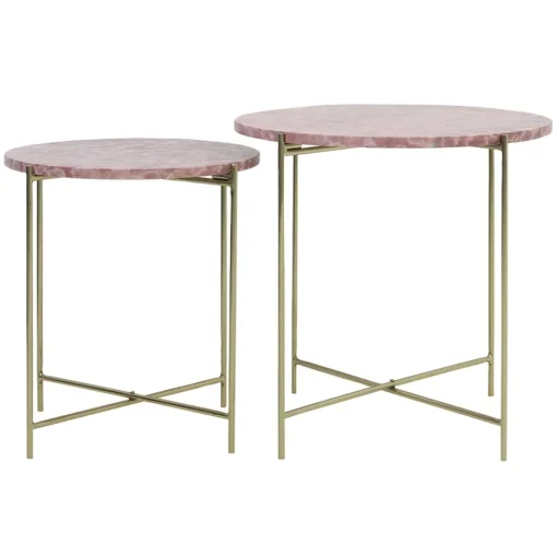 Straluma Bijzettafel Delon set van 2 marrmer roze/goud> Light and Living|Bijzettafels