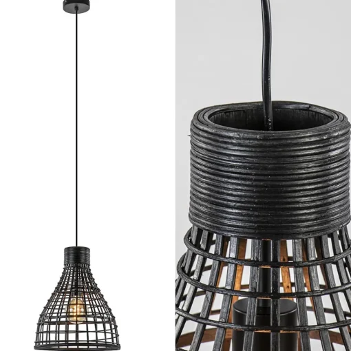 Straluma Botanische hanglamp Puerto rotan mat zwart> Light and Living|Keukenverlichting