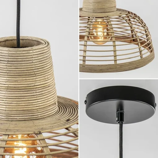 Straluma Botanische hanglamp rotan met mat zwart> Woonkamerlampen|Slaapkamerlampen