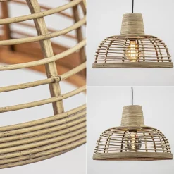 Straluma Botanische hanglamp rotan met mat zwart></noscript> Woonkamerlampen|Slaapkamerlampen