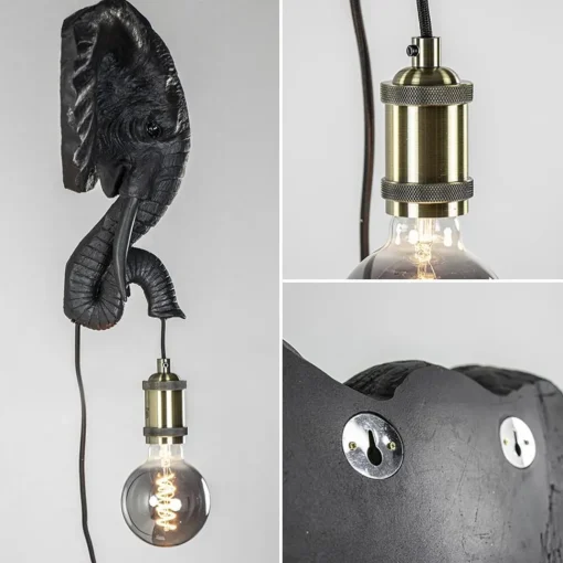 Straluma Botanische wandlamp Elephant mat zwart> Light and Living|Woonkamerlampen