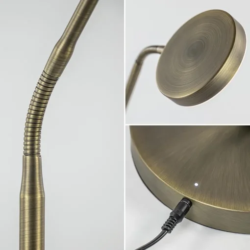Straluma Bronzen leeslamp op accu inclusief dimbaar LED> Vloerlampen|Leeslampen