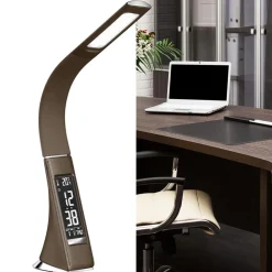 Straluma Bruine bureaulamp LED met klok en alarmfunctie></noscript> Tafellampen|Bedlampjes