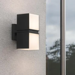 Straluma Buitenlamp Cuba double square zwart IP54></noscript> Wandlampen|Buitenlampen