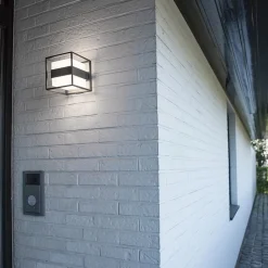 Straluma Buitenlamp kubus IP54 inclusief LED donker grijs></noscript> Buitenlampen|Wandlampen