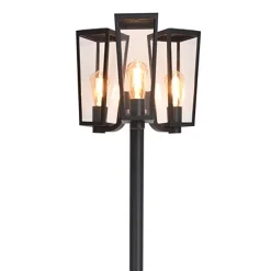 Straluma Buitenlamp lantaarn 3-lichts mat zwart met helder glas> Buitenlampen