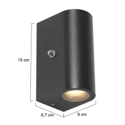 Straluma Buitenlamp Logan zwart+schemersensor IP44></noscript> Wandlampen|Buitenlampen