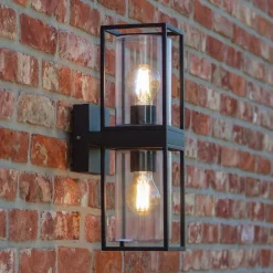 Straluma Buitenlantaarn dubbel strak zwart/helder glas></noscript> Wandlampen|Buitenlampen