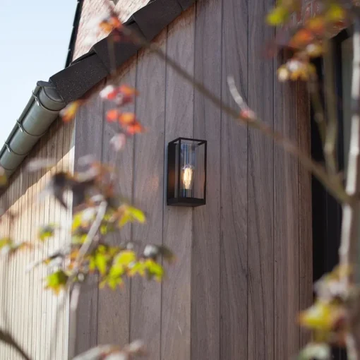 Straluma Buitenlantaarn rechthoek zwart/helder glas  IP44> Wandlampen|Buitenlampen