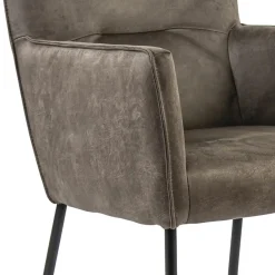 Straluma Bull lederen armstoel liver met wieltjes en zwarte poot></noscript> Eetkamerstoelen