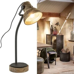 Straluma Bureaulamp Imbert mat zwart metaal met hout></noscript> Bureaulampen|Light and Living