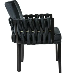 Straluma Chique armstoel zwart met sierlijke leuning en goud></noscript> Eetkamerstoelen