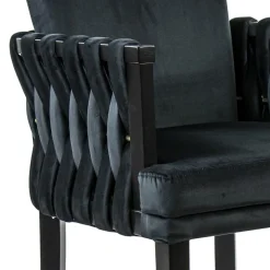 Straluma Chique armstoel zwart met sierlijke leuning en goud></noscript> Eetkamerstoelen