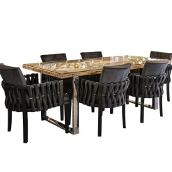 Straluma Chique armstoel zwart met sierlijke leuning en goud></noscript> Eetkamerstoelen