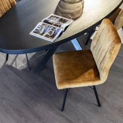 Straluma Chique eetkamerstoel velours goud></noscript> Eetkamerstoelen