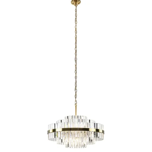 Straluma Chique hanglamp brushed brass met helder kristal> Hanglampen|Kroonluchters