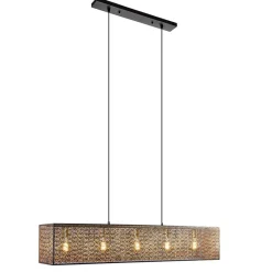 Straluma Chique hanglamp langwerpige balk 5-lichts zwart/goud> Eettafellampen|Keukenverlichting