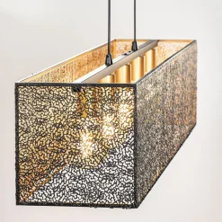 Straluma Chique hanglamp langwerpige balk 5-lichts zwart/goud></noscript> Eettafellampen|Keukenverlichting