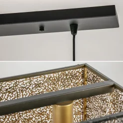 Straluma Chique hanglamp langwerpige balk 5-lichts zwart/goud></noscript> Eettafellampen|Keukenverlichting