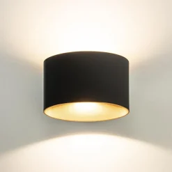 Straluma Chique LED buitenlamp wand zwart met goud IP54></noscript> Wandlampen|Buitenlampen