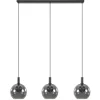 Straluma Chique 3-lichts hanglamp zwart met smoke glazen bollen> Eettafellampen|Pendel Lampen
