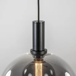 Straluma Chique 3-lichts hanglamp zwart met smoke glazen bollen></noscript> Eettafellampen|Pendel Lampen