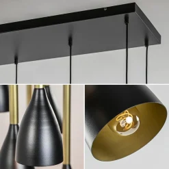 Straluma Chique 8-lichts hanglamp zwart met goud></noscript> Eettafellampen|Pendel Lampen