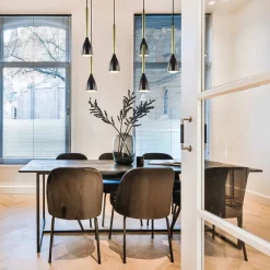Straluma Chique 8-lichts hanglamp zwart met goud></noscript> Eettafellampen|Pendel Lampen